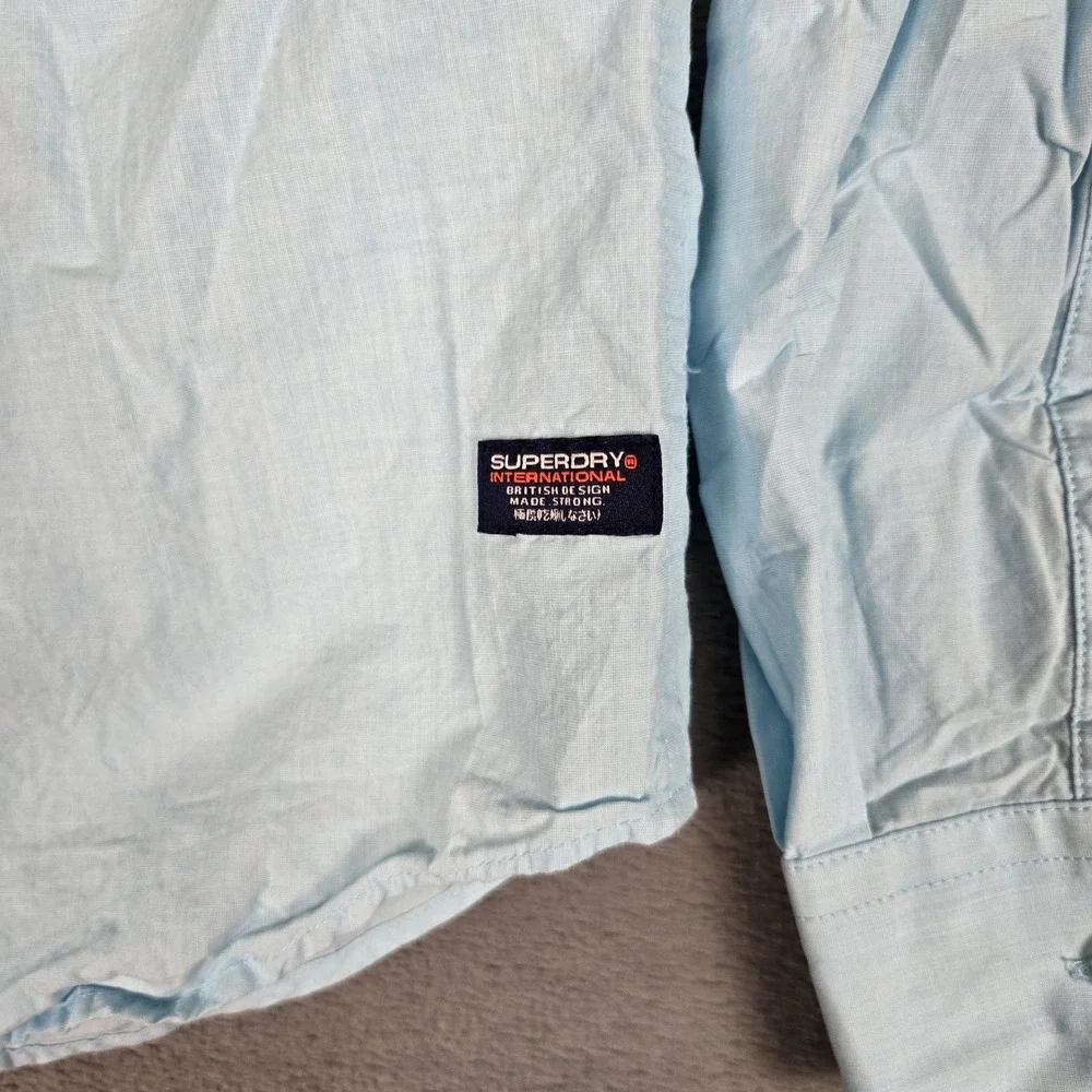 Superdry Button Down Shirt Mens Medium‎ Loght Blue Dress Long Sleeve